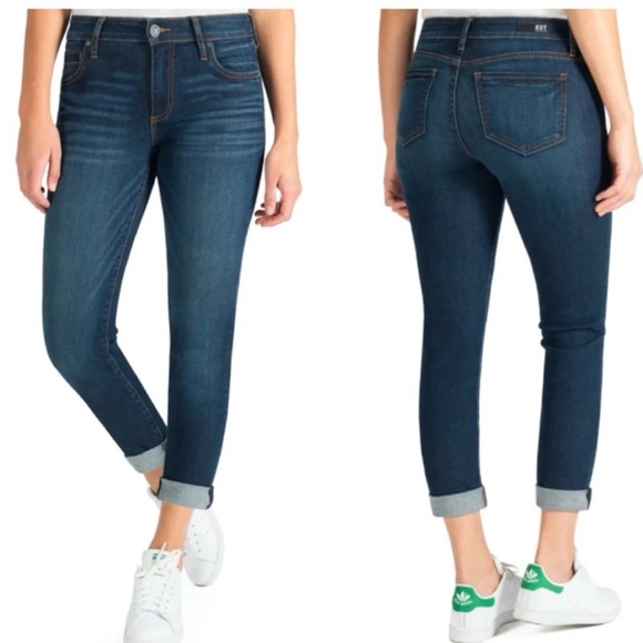 Kut from the Kloth NWT Catherine Boyfriend Medium Wash Denim Jeans Size 0 - Picture 1 of 16